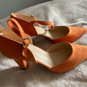 Elegant Orange Women's Heels Sueded